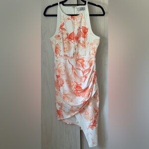 Floral Print Dress in Orange and White